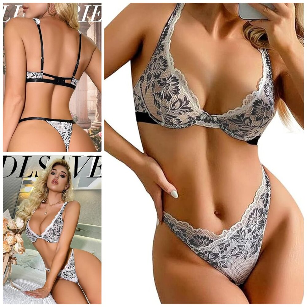 Sexy Lingerie for Women Lace V Neck Push Up Lingerie Sets